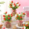 6 Pack Small Strawberry Tables Centerpieces Decoration, Summer Fake Artificial Potted Plastic Flower Plants Rustic Faux Plant in