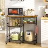 Kitchen Microwave Cart, Microwave Stand with Adjustable Shelf, Coffee Bar Stand Kitchen Baker's Rack with Wheels Rolling Storage
