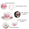 GY 12 PCS Tea Set - 7oz New Bone China tea Cups and Saucers with Pink Flower Pattern Porcelain Cups for Mocha Cappuccino Tea and