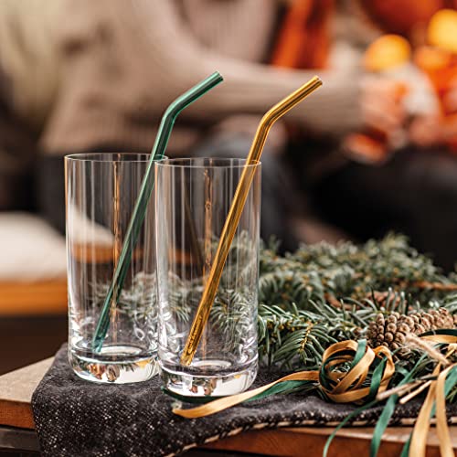 La Divina Longdrink Glass, Set of 4, Tall Glass for Water/Cocktails, 14.75 oz, Crystal