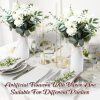 5 Sets Faux Flowers in Vase Fake Flowers with Vase Wedding Centerpiece for Table Faux Eucalyptus Leaves Floral Arrangements for