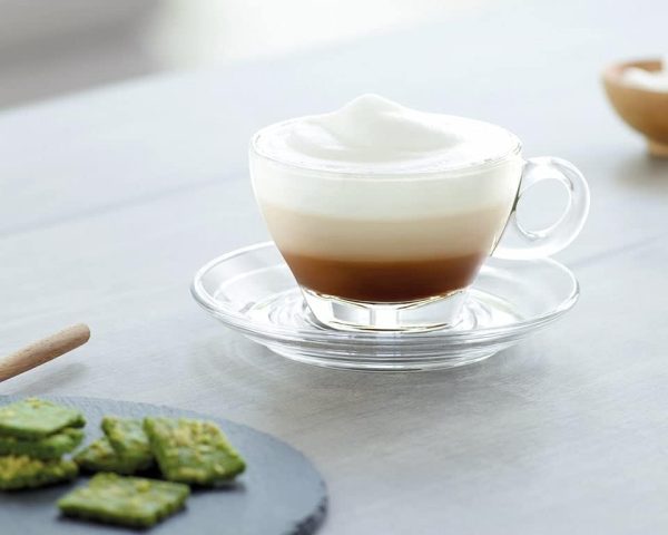 Clear Large Glass Coffee Mug with Handles for Hot Beverages, Clear Mugs for Espresso, Tea, Cappucino, Latte, Juice (8.75 oz,