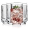 Drinking Glasses Set of 4. 17oz Vintage Ripple Cocktail Glasses, Ribbed Highball Glass Cups. Arch Designed Art Deco Glassware
