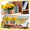 6 Sets Sunflowers Centerpieces for Tables Artificial Sunflower with Vase Rustic Faux Flower for Home Summer Spring Kitchen Decor