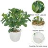 Artificial Potted Plant Leaves, 16.9" Artificial Shrubs Plants Arrangements Fake Eucalyptus Leaves with Vase Faux Greenery