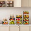 4 Pack Stackable Wire Baskets for Pantry Organizers and Storage, Pantry Baskets with Fixed Wooden Top, Fruit and Vegetable
