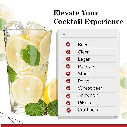 Pint Glasses Set of 6 - 16 oz Drinking Glasses Made for Cold Beverages - 16 oz Mixing Glass & Highball Set of 6 for Homes, Pubs