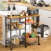 Kitchen Microwave Cart, Microwave Stand with Adjustable Shelf, Coffee Bar Stand Kitchen Baker's Rack with Wheels Rolling Storage