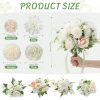 12 Bundles Artificial Peonies Flowers Artificial Silk Rose Faux Dahlia Fake Chamomile Hydrangea Bouquet Bulk for Vase Home