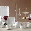 ® White Porcelain 5OZ- Tea Cup and Saucer Coffee Cup Set with Saucer and Spoon, Set of 6 (6 Tea Cup Set With Bracket)