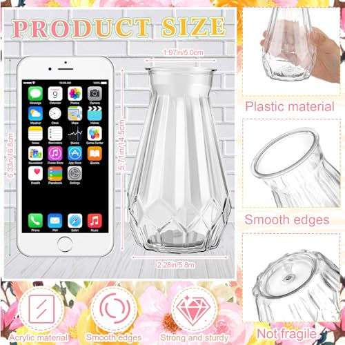 37 Pack Fake Flowers with Vase 24 Bundles Artificial Hydrangea Bouquets 12 Clear Vase for Home Office Farmhouse Centerpiece