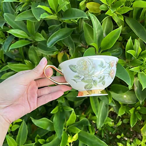 Honorable Coffee Cup Mug, Cappuccino, Tea Cup, with Saucer for Latte, Fine Bone Porcelain, Reactive Glaze, 6.8 Oz-1pcs (Elegant