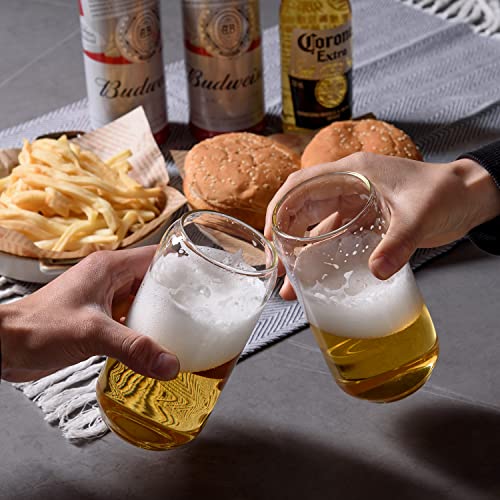 2 Pcs Drinking Glasses with Bamboo Lids and Straw 2pcs Set - 16oz U-Shaped Cups, Iced Coffee Glasses, Cute Reusable Bottle,