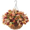 Homsunny Artificial Hanging Flowers for Fall Decoration,Fake Silk Rose Floral Arrangement,Faux Outdoor Indoor Plant with