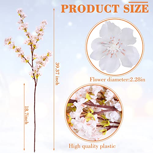 Set of 8 Silk Cherry Blossom Branches Cherry Blossom Tree Stems Long Stem Artificial Flowers for Tall Vase Flowers for Home