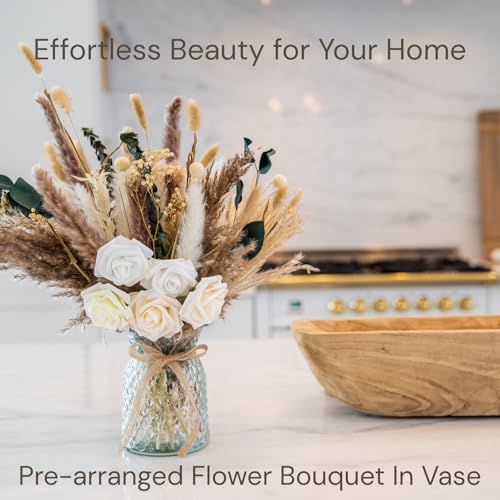 100pcs Artificial Flowers Arrangement With Vase Included, Dining Table Centerpiece Decorations, Fake Flowers in Vase, Dried