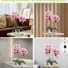 Artificial Orchid Flowers Light Pink Faux Orchids with Ceramic Vase Vivid Fake Phalaenopsis Flower Arrangement Gorgeous