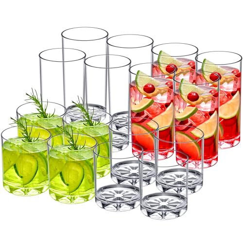 - Liberty - 12-Ounce and 16-Ounce Plastic Tumblers (Set of 16), Plastic Drinking Glasses, All-Clear Reusable Plastic Cups,