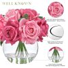 Artificial Flowers with Vase, Silk Rose Artificial Flowers Table Centerpieces with Faux Water for Home Decoration Fake Roses