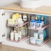 2 Sets of 2-Tier Multi-Purpose Bathroom Under Sink Organizers and Storage, Stackable Kitchen Pantry Organization, Pull Out
