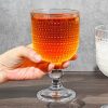 12 oz Clear Vintage Wine Glasses,Hobnail Drinking Glasses Set of 4,Embossed Goblet Glasses for Wedding,Party, Dinner,Bar