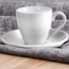 Porcelain Espresso Shot Cup Set with Saucers and Stainless Steel Spoons - 80 ml / 2.67 oz, Set of 4, White