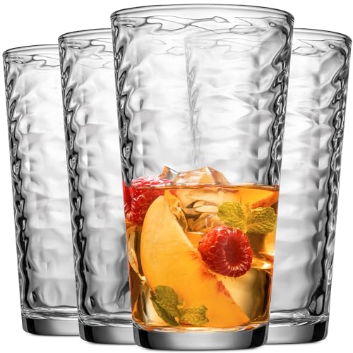 Drinking Glasses Set of 10 Highball Glass Cups, 17 Oz Cooler Glassware. Home and Bar Everyday Basic Drinkware Elegant Kitchen