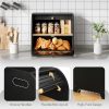 Bread Box, Bamboo Bread Box for Kitchen Countertop, 2 Tier Roll-Top Bread Bin, Food Storage Box, Large Capacity Keeper, Wooden