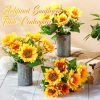 6 Sets Sunflowers Centerpieces for Tables Artificial Sunflower with Vase Rustic Faux Flower for Home Summer Spring Kitchen Decor