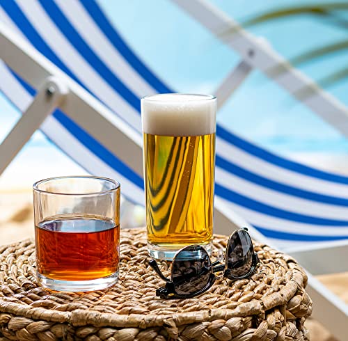 Everyday Drinking Glasses Set of 8 Drinkware Hurricane Glasses, Kitchen Glasses for Cocktail, Iced Coffee, Beer, Ice Tea, Wine,