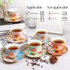 8 Set Tea Cups and Saucers, 8 OZ Floral Porcelain Cup and Saucers Set for Latte Cappuccino Espresso Mocha Afternoon Tea Birthday