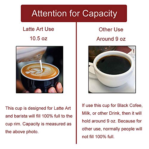 Latte Art Cup and Saucer for Latte & Cappuccino & Double Espresso, New Bone China, Mate for Coffee Shop and Barista (Glossy