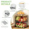 4 Pack Stackable Wire Baskets for Pantry Organizers and Storage, Pantry Baskets with Fixed Wooden Top, Fruit and Vegetable
