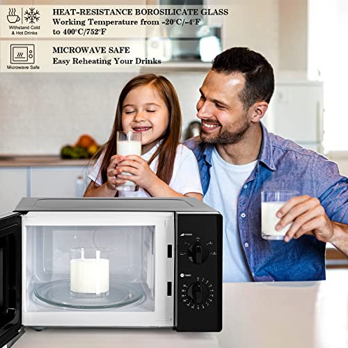 Heat-Resistant Drinking Glasses Set of 6 Double Fashioned Glass Lowball Tumblers 13.8oz Made From Premium Borosilicate All