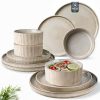 Stoneware Dinnerware Sets for 4,Round Reactive Glaze Ceramic Plates and Bowls Set,Highly Chip and Crack Resistant | Dishwasher &