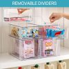 4 Pack Clear Stackable Storage Drawers,Easy to Assemble Bathroom Organizers and Storage with handles,Plastic Drawers for Kitchen