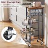 Slim Rolling Cart, 5-Tier Storage Cart, 9.1inch Narrow Kitchen Rolling Cart on Wheels for Small Space, Utility Cart Shelving