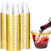200 Pack Gold Plastic Cups, 9 Oz Elegant Clear Plastic Cups Gold Rimmed Disposable Wine Glasses Fancy Disposable Party Cups