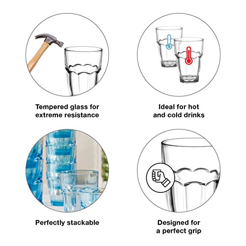 Rock Bar 16.25 oz. Cooler Stackable Tempered Beverage Glasses for Cold Drinks, Water, and Cocktails, Set of 6, Clear