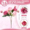 16 Bundles Artificial Peonies Silk Peonies Faux Flower Bouquet Fake Peony Flower Arrangements Table Centerpieces for Vase