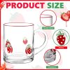 4 Pack Strawberry Glass Cups 14oz Juice Mug with Handle Clear Drinking Glasses Double Old Fashioned Handblown Cocktail Glassware