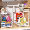 Under Sink Organizer 2 pack, 2 Tier Slide Out Under Sink Organizers And Storage, Height Adjustable Pull Out Cabinet Drawers,