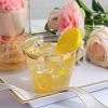200 Pack Gold Plastic Cups, 9 Oz Elegant Clear Plastic Cups Gold Rimmed Disposable Wine Glasses Fancy Disposable Party Cups