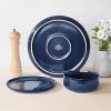 12 Pieces Dinnerware Set Stoneware Service for 4, Dinner Plates and Bowls Sets, Double Reactive Glaze Dishes Set for Kitchen,