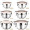 Mixing Bowls with Airtight Lids Set, 26PCS Stainless Steel Khaki Bowls with Grater Attachments, Non-Slip Bottoms & Kitchen