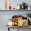 12 Pcs 24 Pcs Square Pantry Glass Storage Jars with Bamboo Lids 4 Sizes Food Storage Containers Clear Stackable Canisters