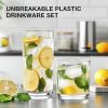 Plastic Drinking Glasses Set of 8, 14oz Rocks & 20oz Water Cups, Unbreakable Plastic Glasses Drinkware, Clear Kitchen Tumblers