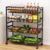 Cinati 4-Tier Kitchen Storage Cart, Adjustable Rolling Pantry Storage Cart with 10 Baskets & Handle, 29''L Metal Snack Cart with