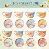 8 Set Tea Cups and Saucers, 8 OZ Floral Porcelain Cup and Saucers Set for Latte Cappuccino Espresso Mocha Afternoon Tea Birthday