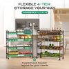 Cinati 4-Tier Kitchen Storage Cart, Adjustable Rolling Pantry Storage Cart with 10 Baskets & Handle, 29''L Metal Snack Cart with